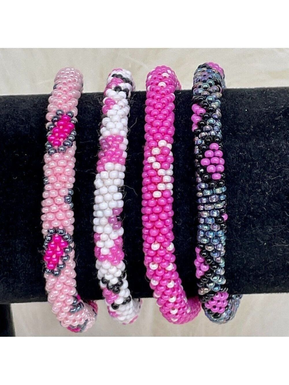 ALL PROFITS TO CHARITY! Bracelets Hand Crocheted in Nepal (set of 4) #685